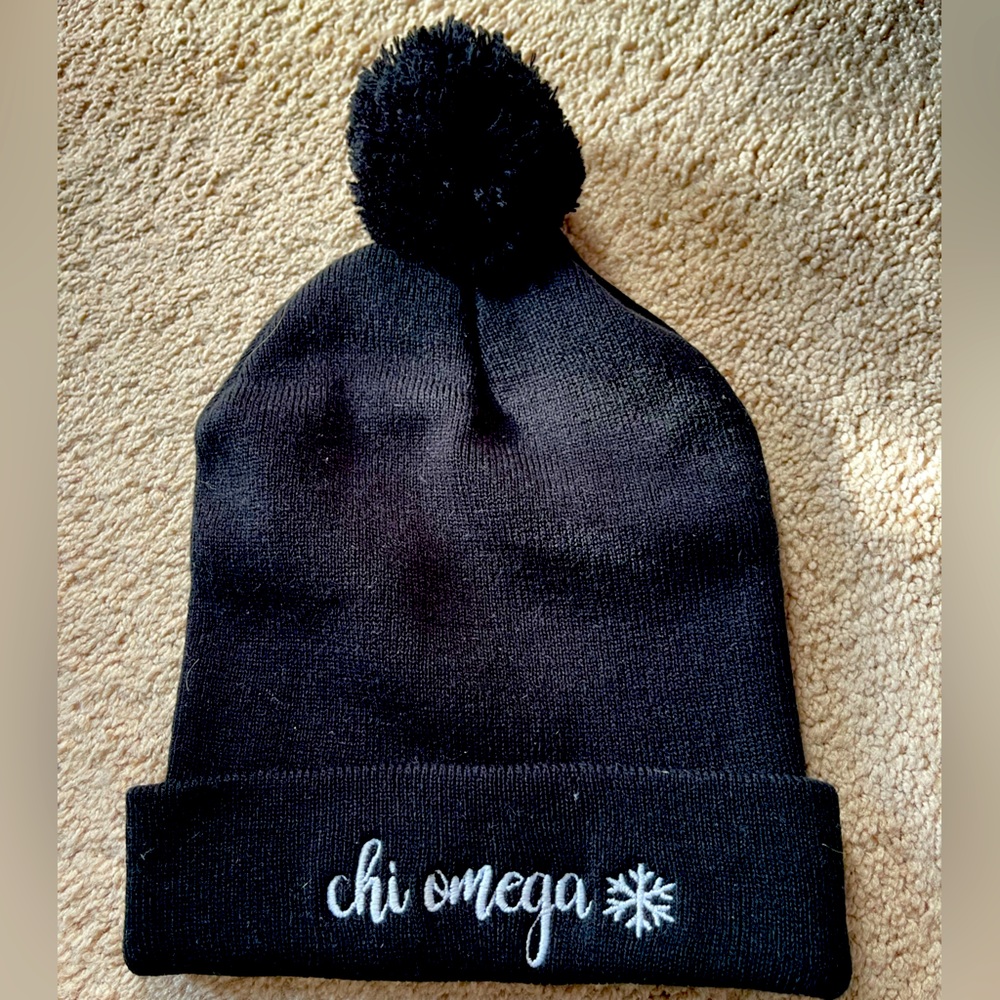 Chi Omega winter hat beanie - black - NWOT